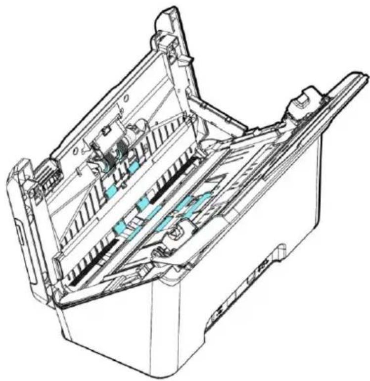 Technical line drawing of a mechanical device interior with internal components (no text or symbols)