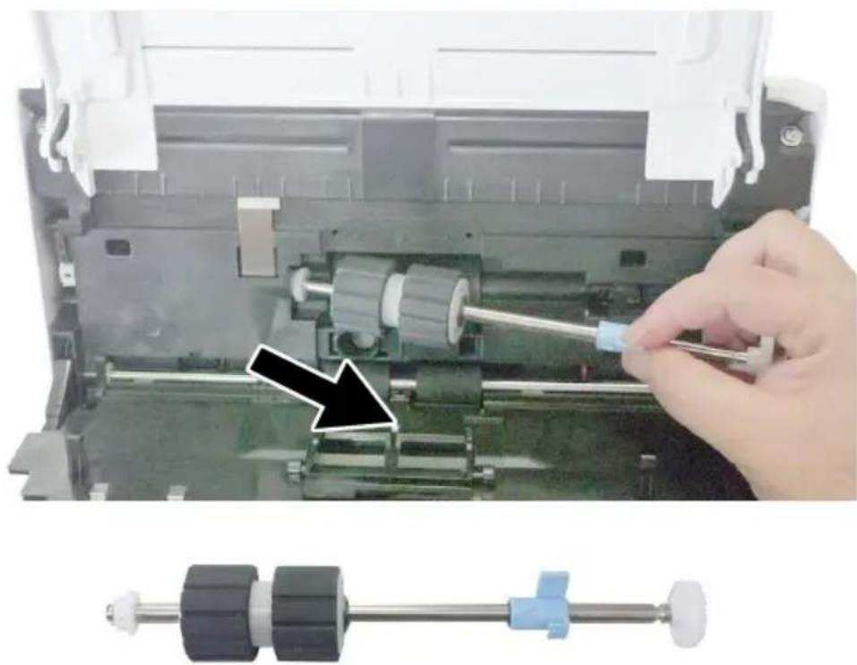 Close-up of a hand operating a mechanical assembly with a tool, alongside a close-up of a mechanical component (no visible text or symbols)