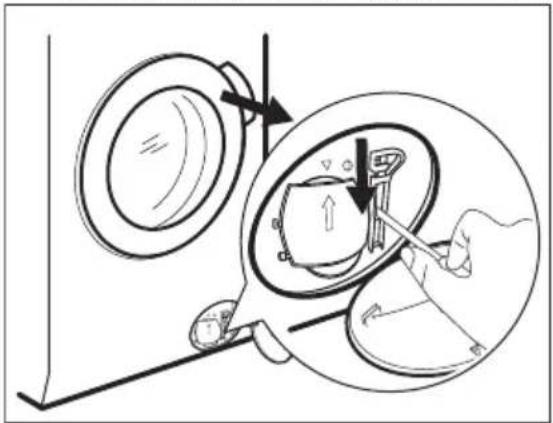 Diagram showing a hand operating a tool to adjust or install a mechanical component, with no visible text or symbols.