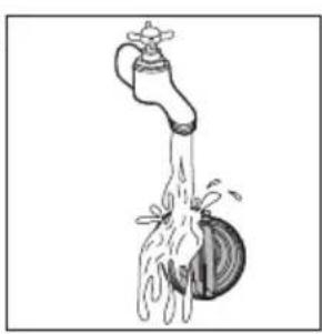 Illustration of a faucet pouring water into a container (no text or symbols)