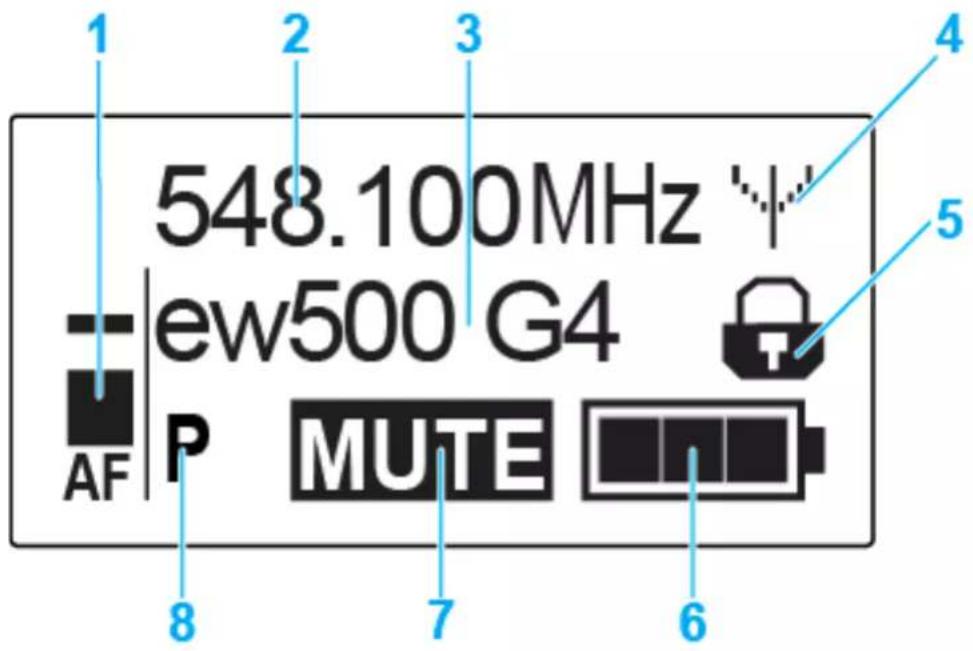 1 2 3 4 5 548.100MHz ew500 G4 AF P MUTE 7 6