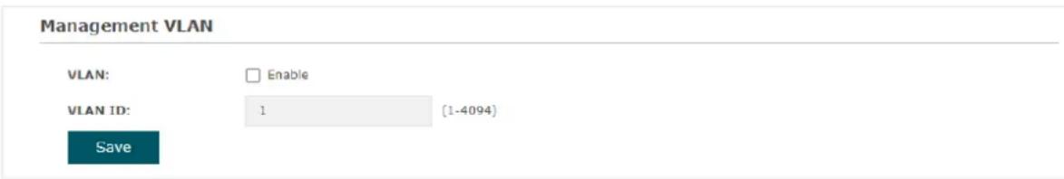 Management VLAN VLAN: Enable VLAN ID: 1 (1-4094) Save