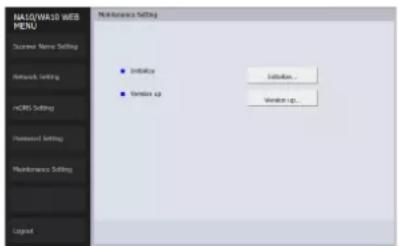 NAD/WD10 WBS MENU Maintenance Setting Scanner Name Setting Network Setting nCNS Setting Password Setting Maintenance Setting Logand Initiate Sendan... Sendan up Sendan up...