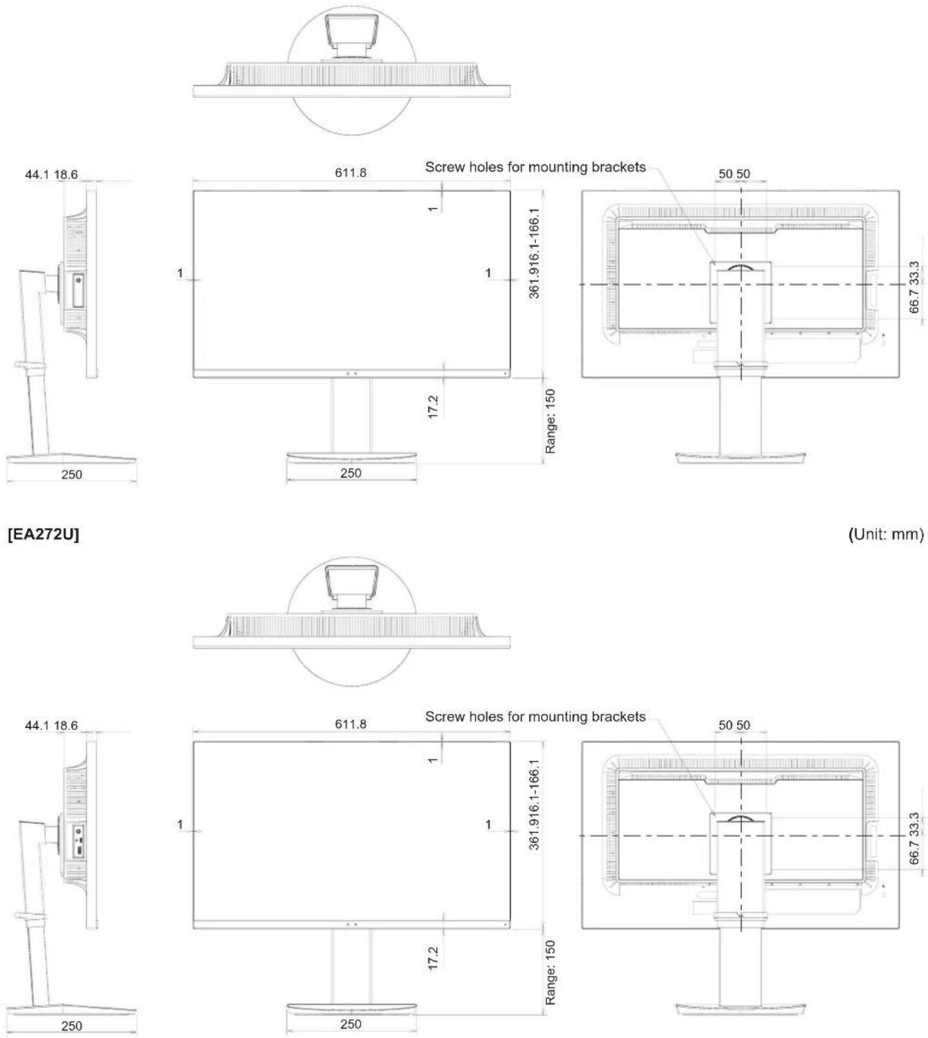 SHARP MultiSync EA272U - ■Dimensional Drawings - 1