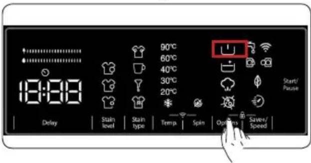 18:00 Delay 90°C 60°C 40°C 30°C 20°C Start/ Pause Stain level Stain type Temp. Spin Options Save/ Speed