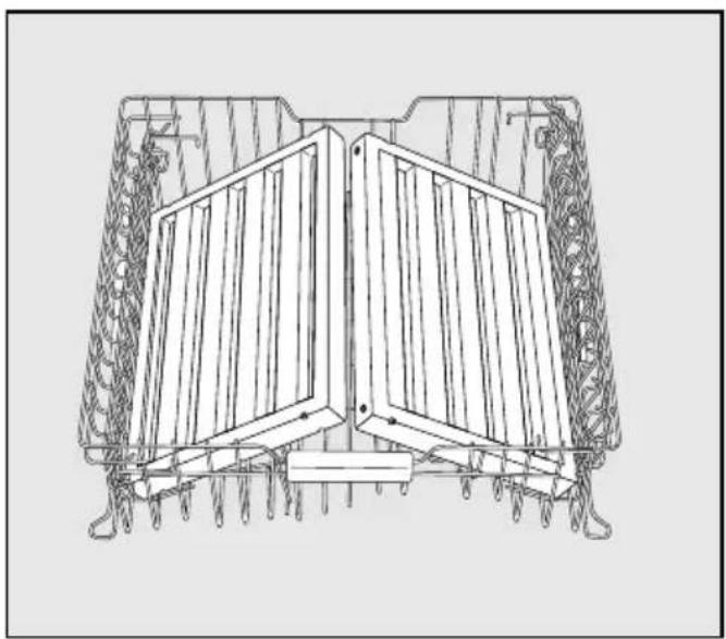Technical line drawing of a mechanical component with internal structural framework (no text or symbols)