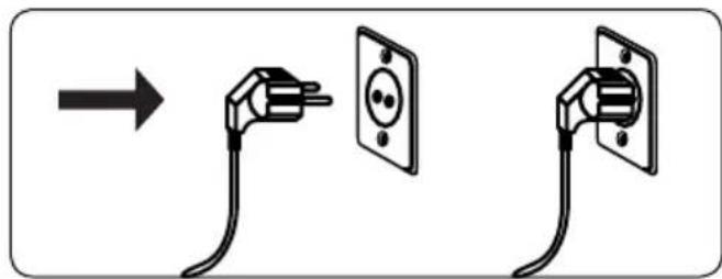 Diagram showing two electrical plug connections with a socket, indicating installation or disassembly process.
