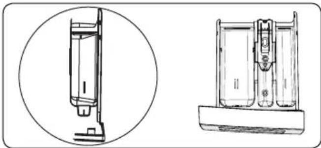 Technical line drawing of a mechanical device with cross-sectional and top views (no text or symbols)