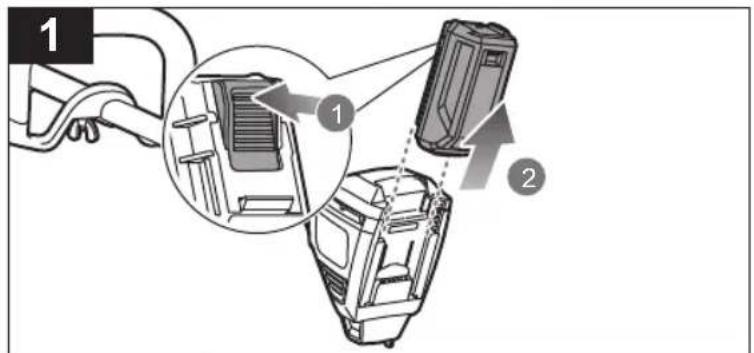 Diagram showing a device being inserted into a device with labeled parts and zoomed-in detail view