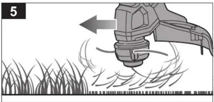 Illustration of a mechanical sprayer with motion arrows and grass blades, no text or symbols present