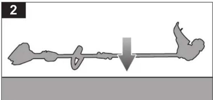 Diagram showing a mechanical or fluidic process with a downward arrow indicating flow or displacement (no text or symbols)
