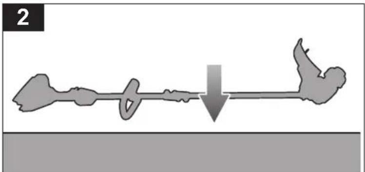 Diagram showing a mechanical or fluidic process with a downward arrow indicating flow or movement, no text or symbols present.