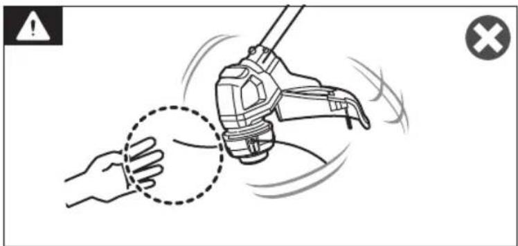 Illustration of a hand holding a tool with motion lines indicating movement (no text or symbols)