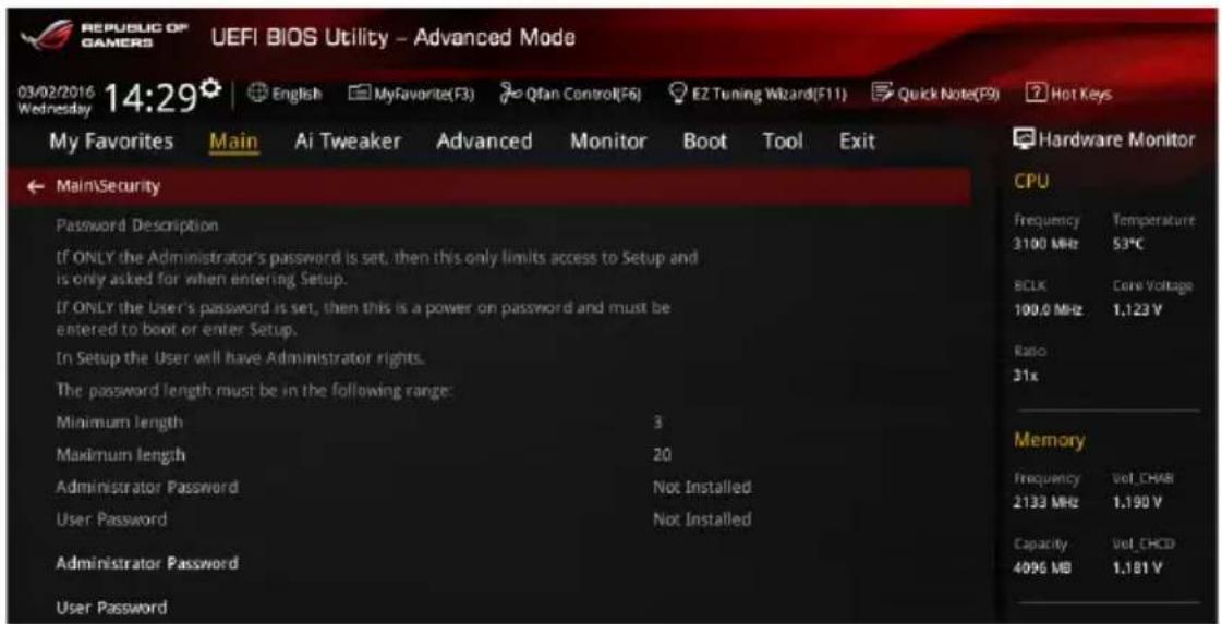 ASUS ROG Strix X99 Gaming - 安全性選單(Security) - 1