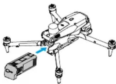 Diagram of a quadcopter drone with a blue arrow indicating rotation direction (no text or symbols present)