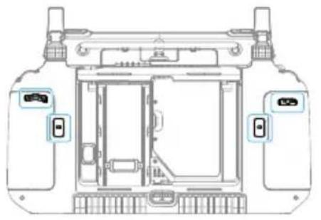 Technical line drawing of a vehicle chassis with front panel and rear door (no text or symbols)