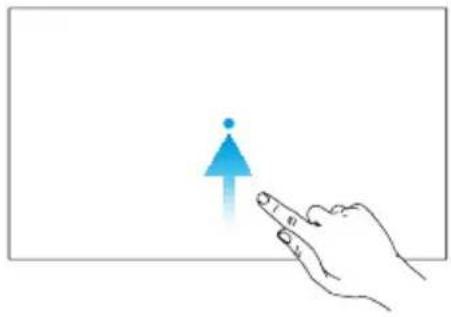 Hand pointing at a blue upward arrow on a white background (no text or symbols)