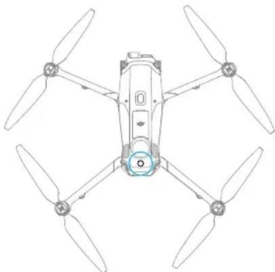 Top-down line drawing of a quadcopter drone with four propellers and a central hub (no text or symbols)