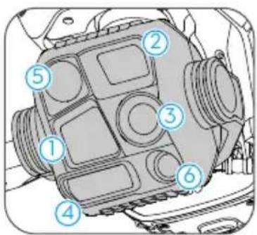Technical diagram of a mechanical component with numbered parts labeled 1 through 6