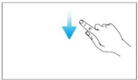 Hand pointing downward with a blue arrow indicating rotation (no text or symbols)