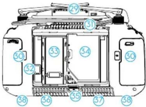 Technical diagram of a device with numbered components for identification