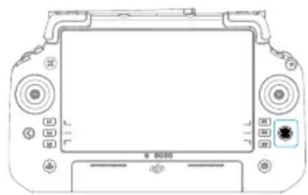 Front view line drawing of a digital camera with control buttons and display screen (no text or symbols)