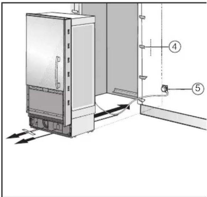 Technical diagram of a refrigerant or oven system with labeled components and airflow indicators