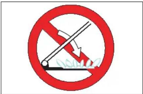 Prohibition sign indicating no littering, featuring a red circle with a diagonal line crossing through it and a lightning bolt symbol.