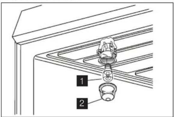 Technical diagram showing a mechanical assembly with labeled parts 1 and 2
