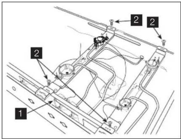 Technical diagram of a mechanical assembly with numbered components and labeled parts