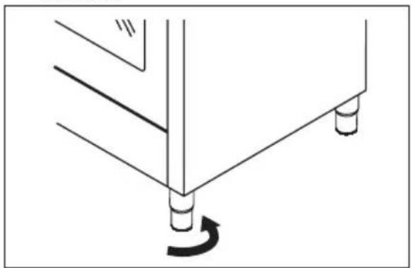 Simple line drawing of a table with legs and a curved arrow indicating rotation (no text or symbols)