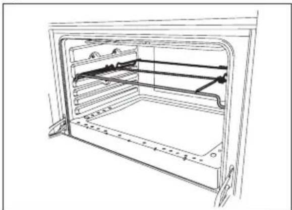 Line drawing of a cabinet or enclosure interior with horizontal and vertical metal beams (no text or symbols)