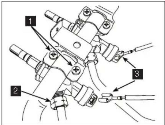 Technical diagram showing three labeled mechanical components with directional arrows indicating assembly or connection points.