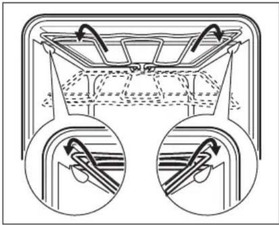 Diagram of a car interior showing structural components and airflow direction (no text or labels)