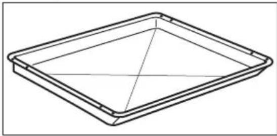 Simple line drawing of a square tray with internal diagonal lines (no text or symbols)