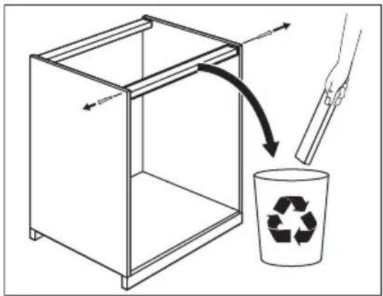 Diagram illustrating a recycling process with a container and labeled recycling symbol