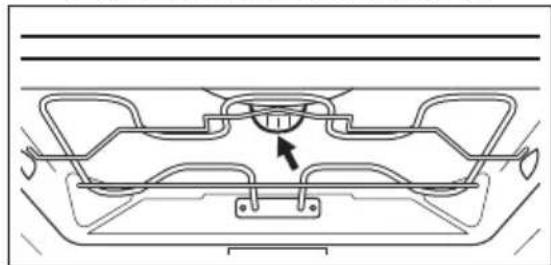 Technical line drawing of a car front panel with no visible text or symbols