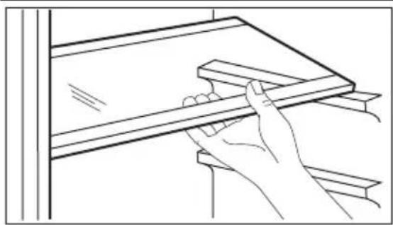 Line drawing of a hand holding a wooden plank over a flat surface (no text or symbols)