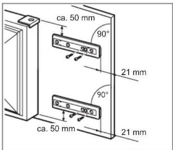 ca. 50 mm 90° 21 mm 90° ca. 50 mm 21 mm