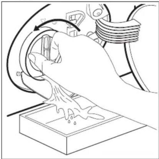 Illustration of a hand pouring liquid into a container with a coiled spring (no text or symbols)