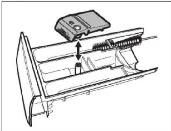 Technical line drawing of a device interior with a mounted device and internal components (no text or symbols)