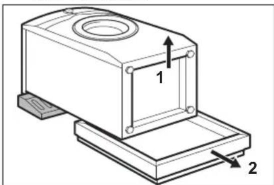 Technical line drawing of a mechanical device with labeled components (no text or symbols present)