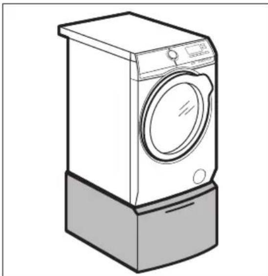 Line drawing of a single washing machine with front panel and side legs (no text or symbols)