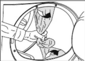 Illustration of a hand inserting a component into a circular frame (no text or symbols)
