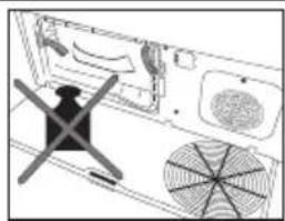 Diagram of a device with a cross symbol indicating a warning or hazard, showing no readable text or symbols.