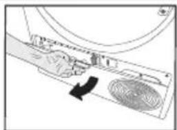 Diagram of a device with a black arrow pointing to a component, no visible text or symbols