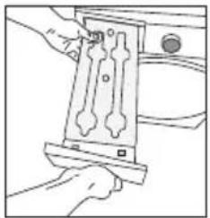 Line drawing of a hand holding a tool or device with three vertical tools (no text or symbols visible)