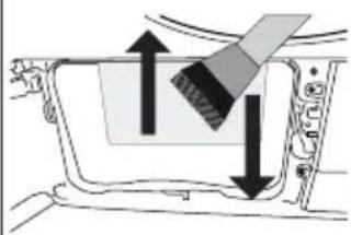 Diagram of a vehicle's seatbelt mechanism showing force application and adjustment arrows (no text or symbols)