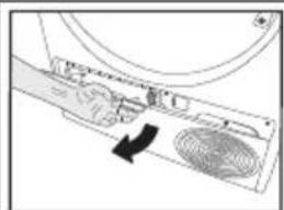 Diagram of a device's internal components with an arrow indicating direction (no text or symbols present)