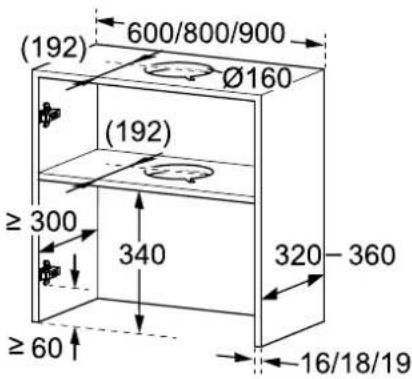 (192) 600/800/900 Ø160 (192) ≥300 340 320-360 ≥60 16/18/19